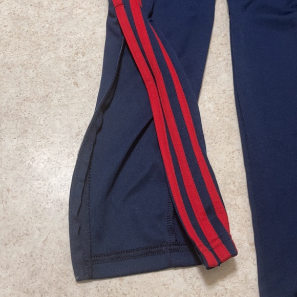 ADIDAS NAVY & RED STRIPED SKINNY LEG TRACK PANTS - Picture 5 of 8